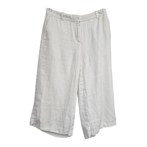J.Crew Women’s White Linen Capri Pants Sz 4 Wide Leg Capsule Wardrobe Minimalist - Picture 1 of 8